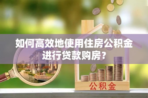 铁山港如何高效地使用住房公积金进行贷款购房？